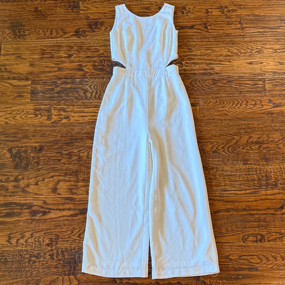 White Sleeveless Cutout Jumpsuit